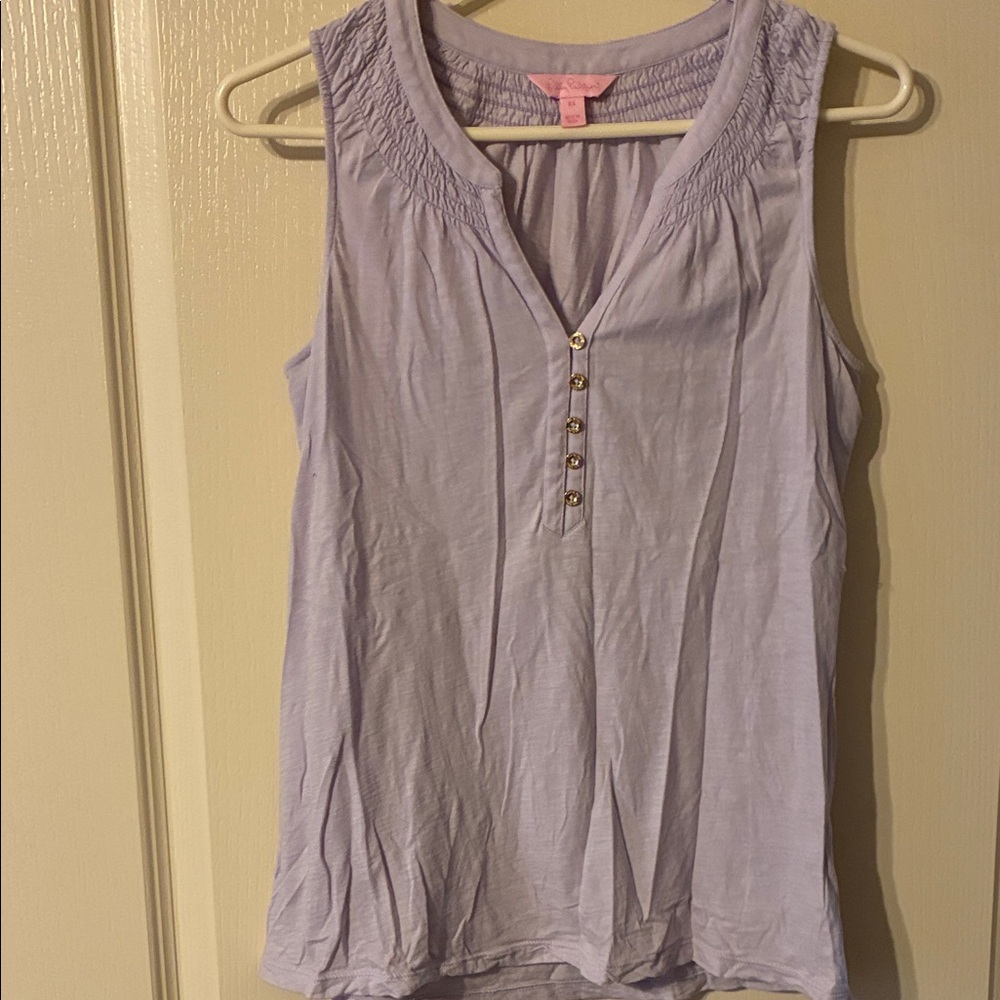 Lilly Pulitzer Light Purple Tank Top with Button Accents